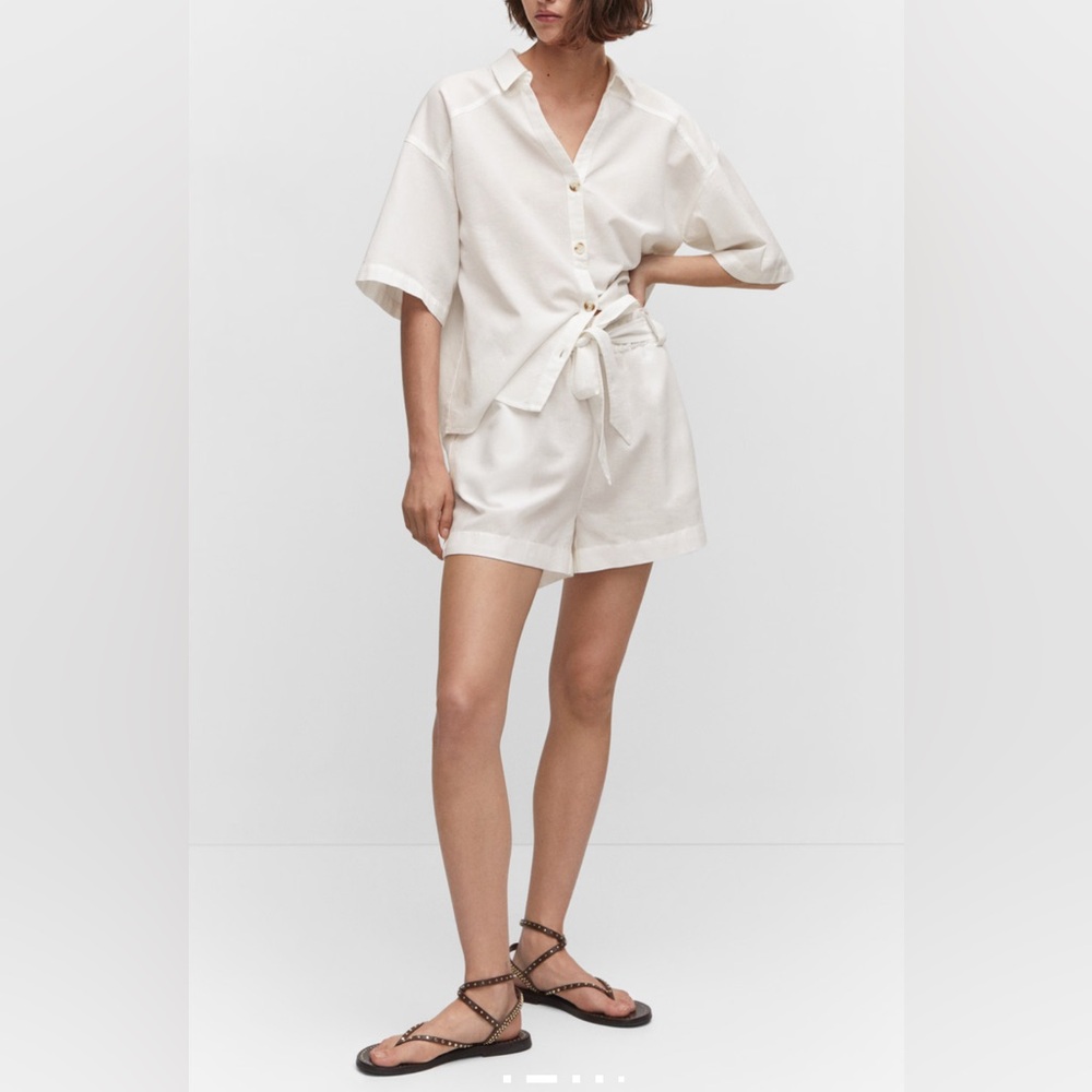 MANGO Linen blend Elegant White Women's Shorts